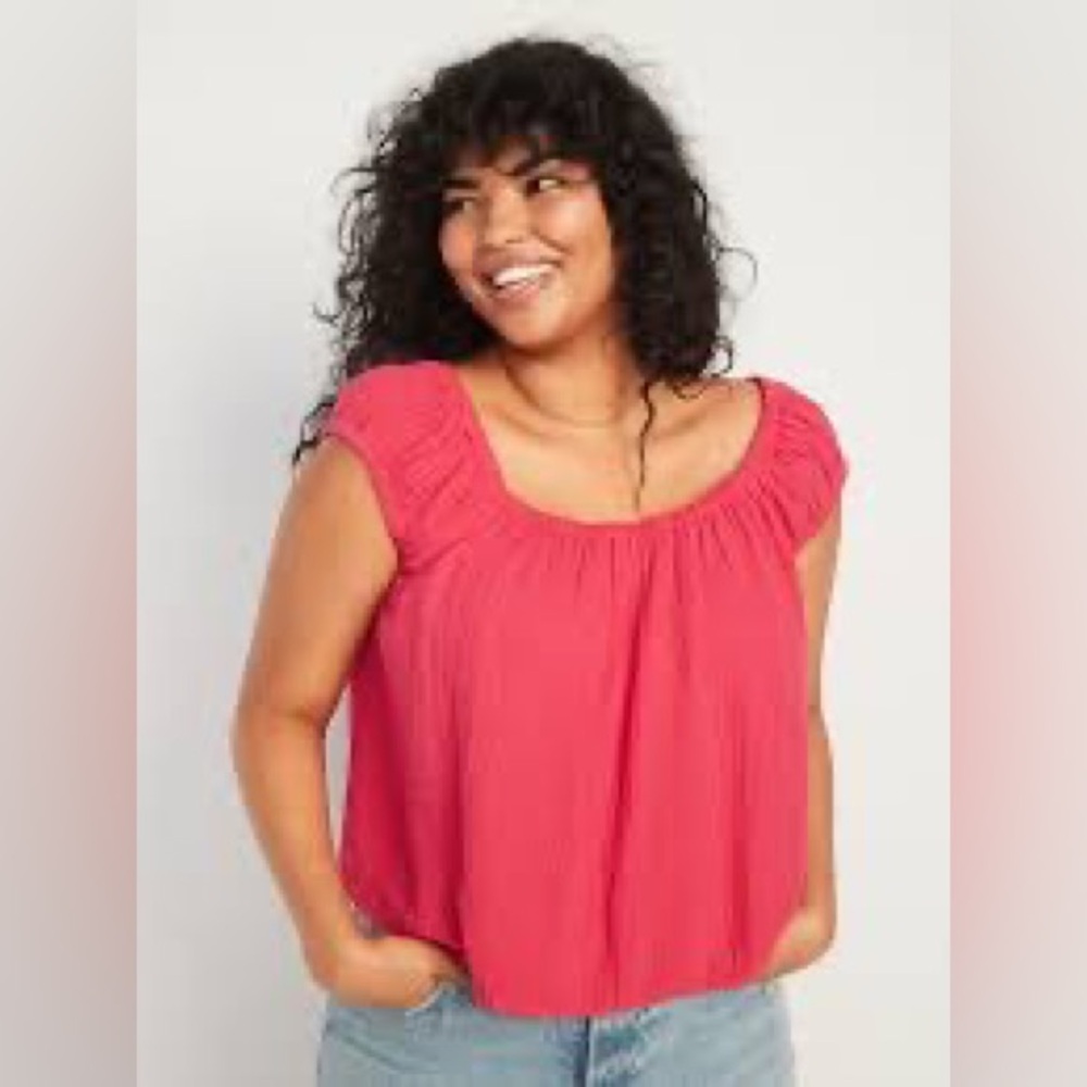 Tie-Back‎ Cutout Swing Gauze Blouse XL